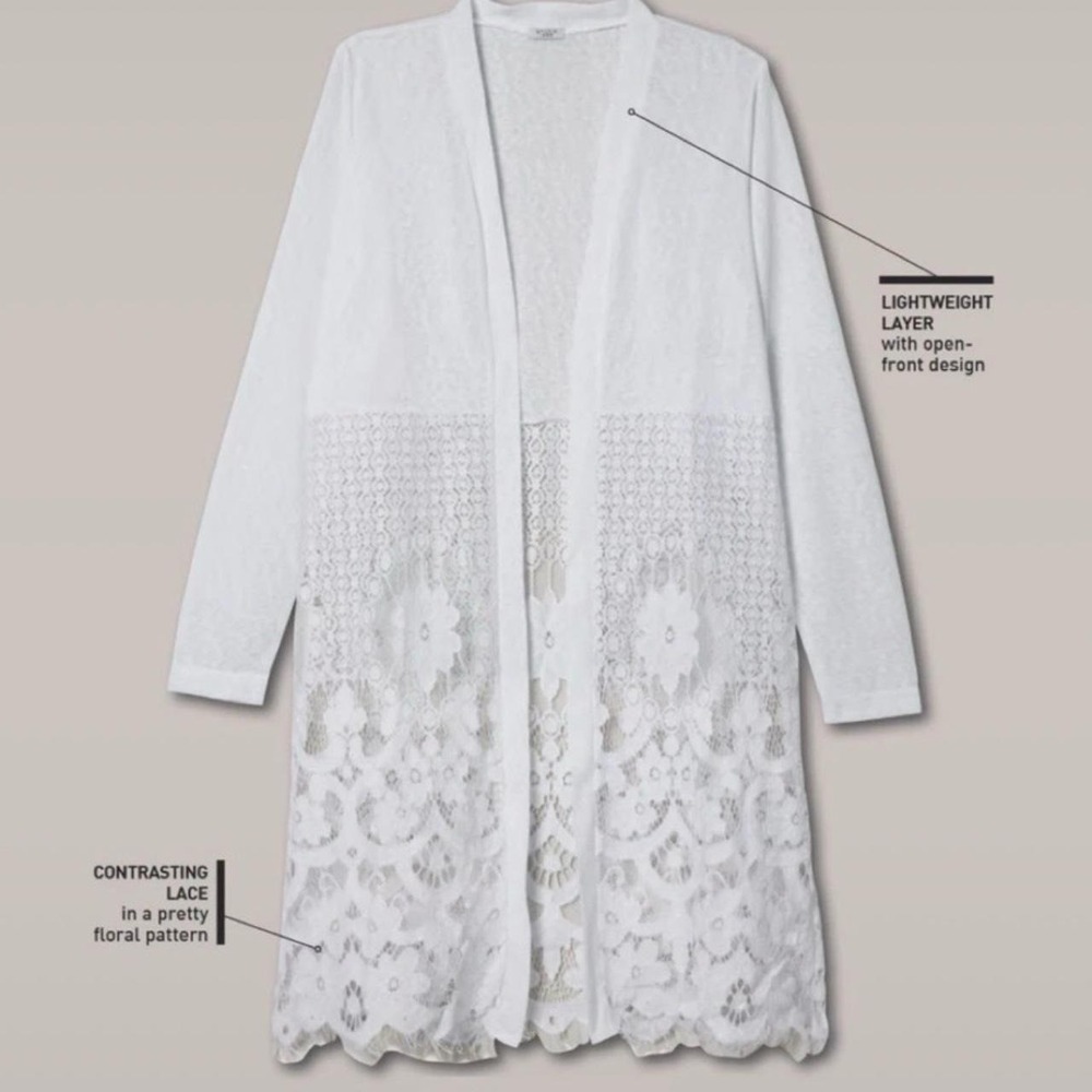 Studio 1886 white lace cardigan with floral pattern